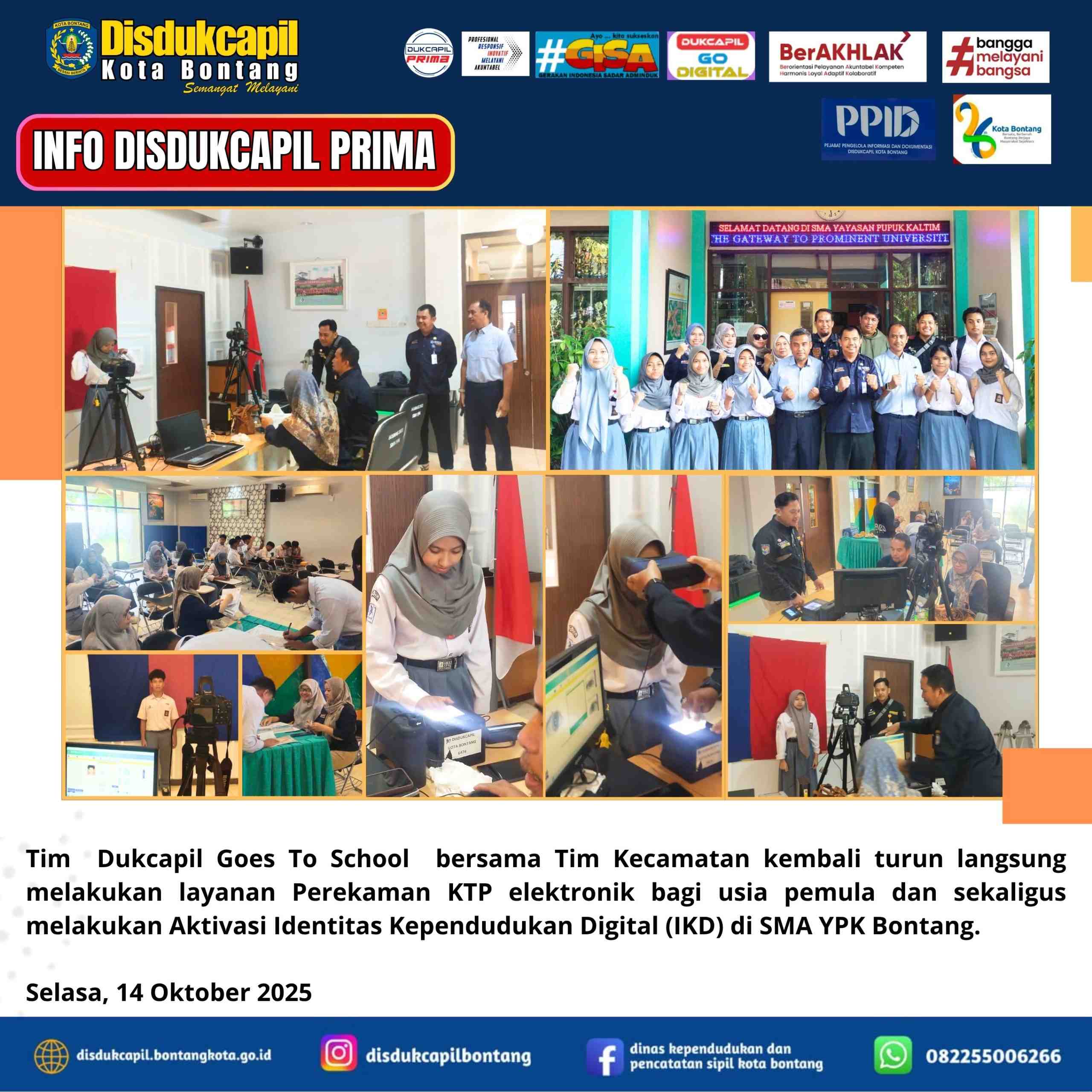 Disdukcapil Goes To School: Jemput Bola Rekam KTP-el dan Aktivasi IKD di SMA YPK Bontang