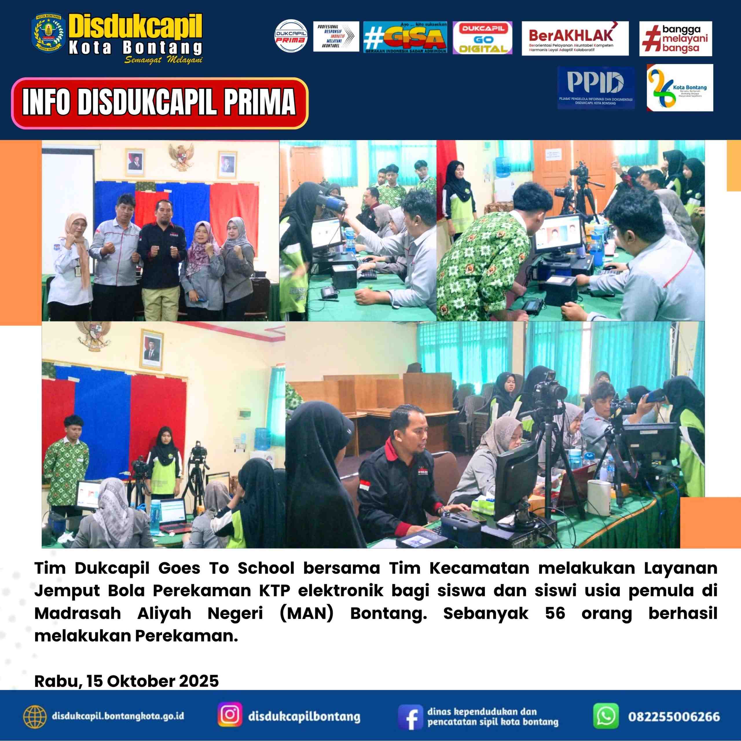 Disdukcapil Goes To School: Jemput Bola Rekam KTP-el di MAN Bontang