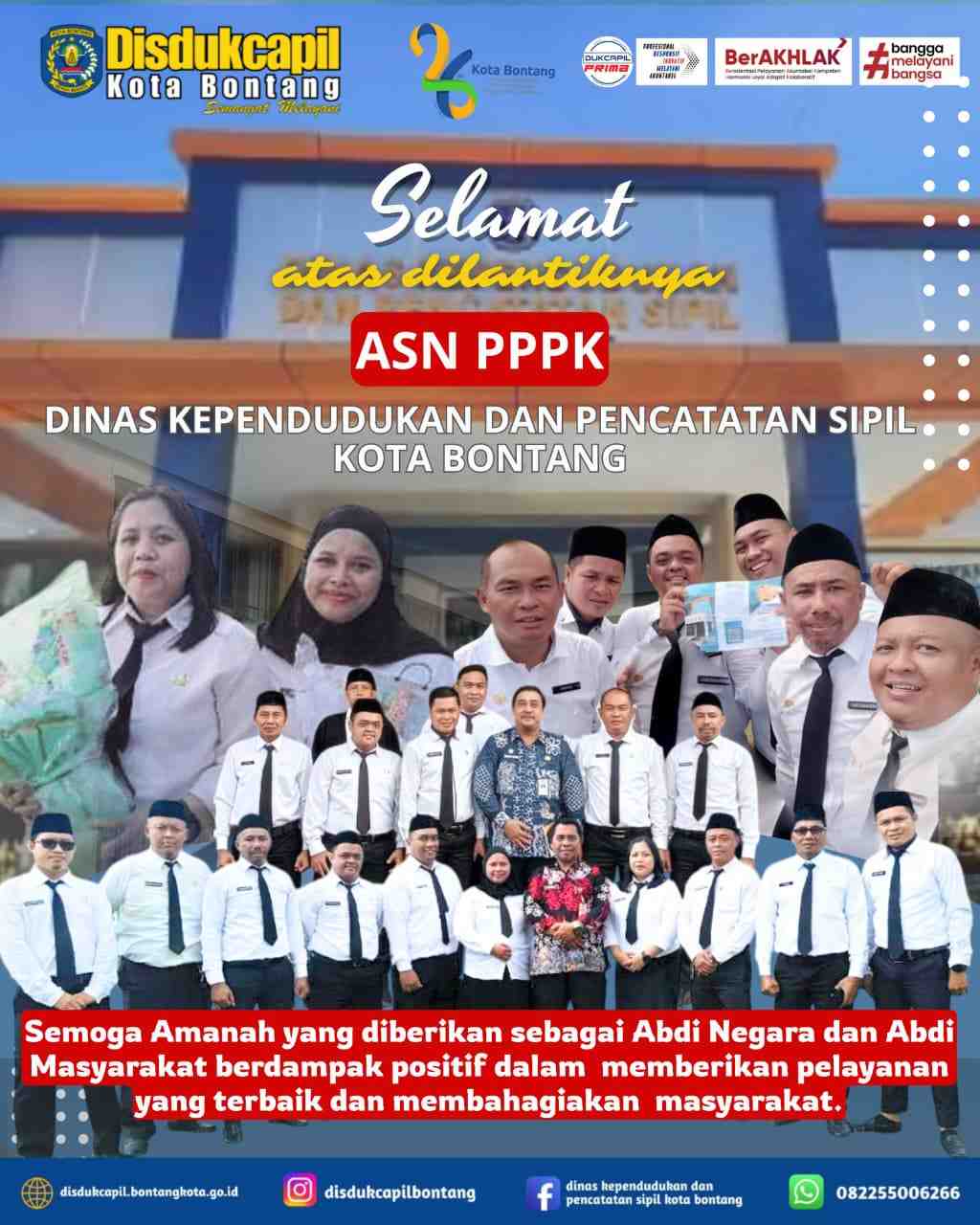 Selamat atas Pelantikan ASN PPPK Disdukcapil Kota Bontang